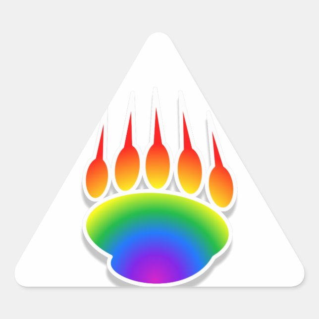 Rainbow Bear Paw Print Dreieckiger Aufkleber (Vorderseite)