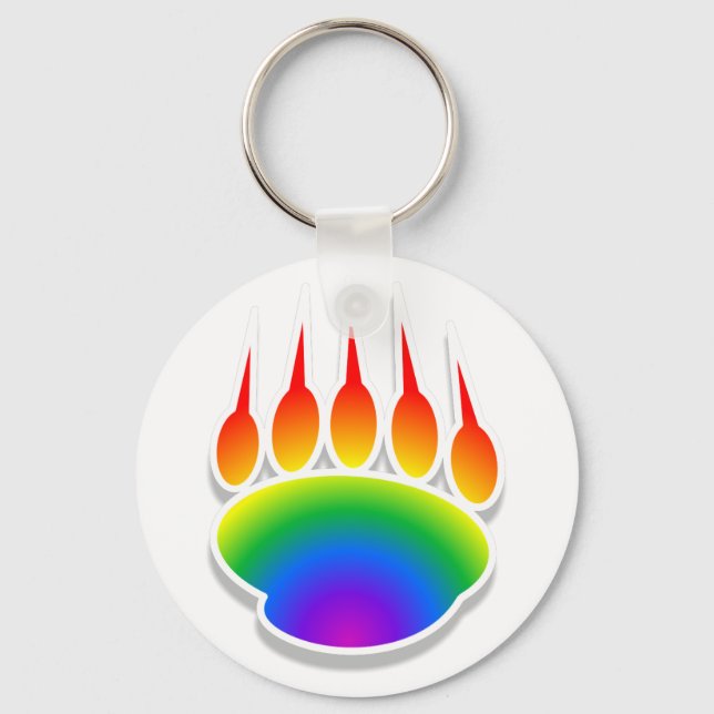 Rainbow Bear Paw Print Schlüsselanhänger (Vorderseite)