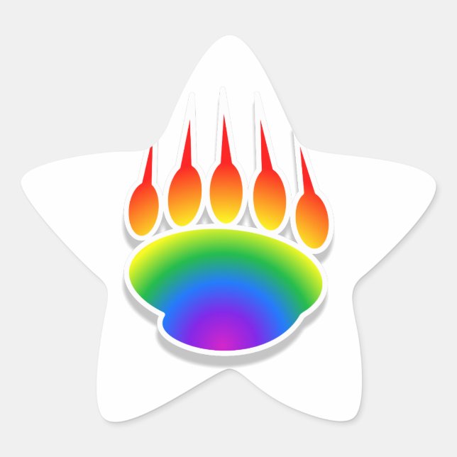 Rainbow Bear Paw Print Stern-Aufkleber (Vorderseite)