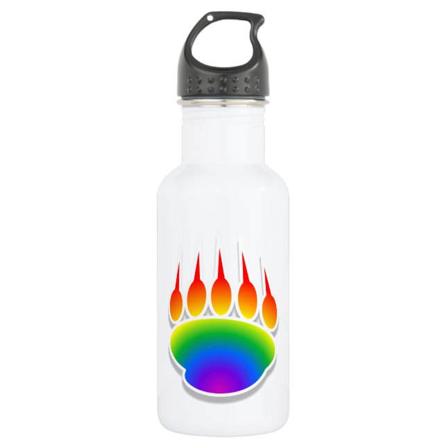 Rainbow Bear Paw Print Trinkflasche (Vorderseite)