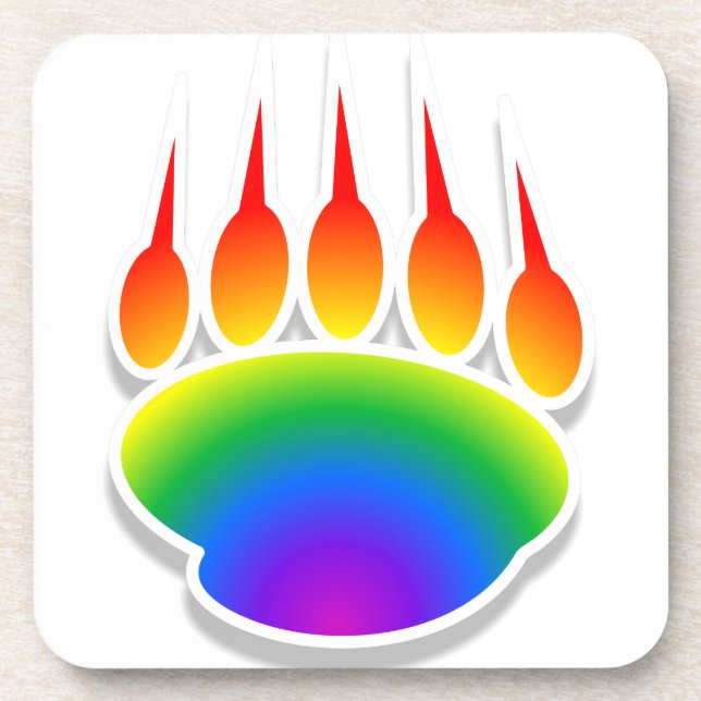 Rainbow Bear Paw Print Untersetzer (Vorderseite)