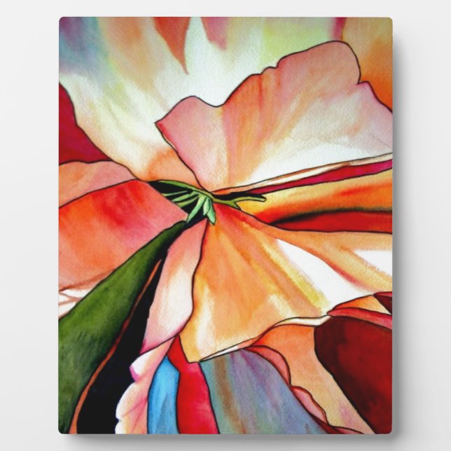 Rainbow Begonia Blume Aquarellkunst Fotoplatte (Vorderseite)