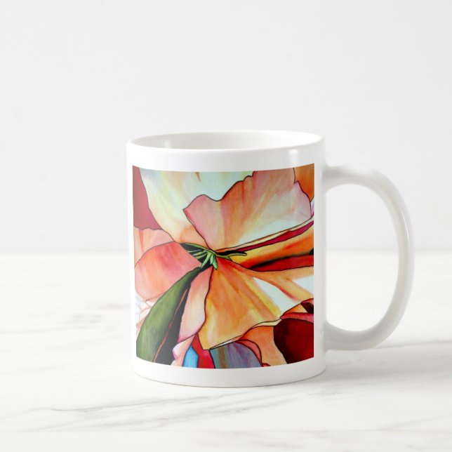 Rainbow Begonia Blume Aquarellkunst Kaffeetasse (Rechts)