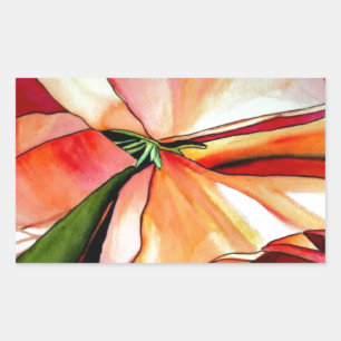 Rainbow Begonia Blume Aquarellkunst Rechteckiger Aufkleber