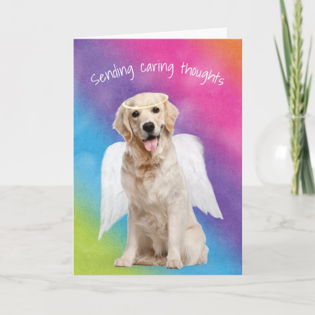 Rainbow Beileid Golden Retriever Loss des Haustier Karte (Vorderseite)