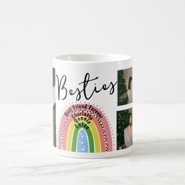 Rainbow Best Friends Forever Bestie Foto Collage Kaffeetasse (Mittel)