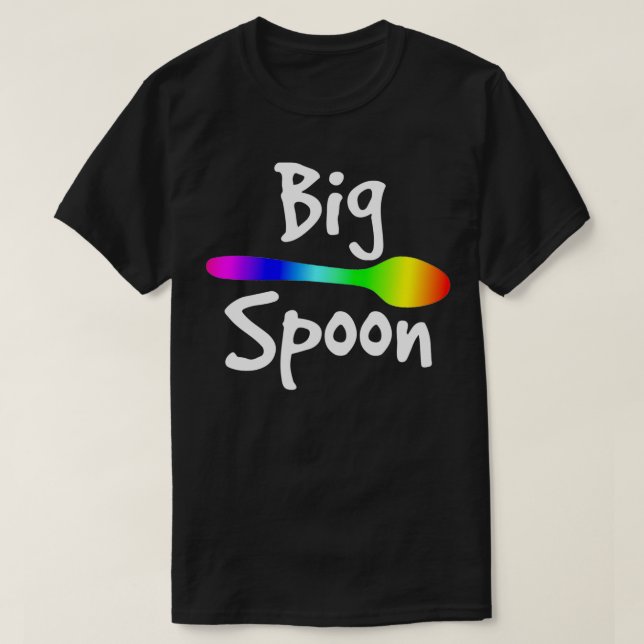 Rainbow Big Spoon Little Spoon Matching Gay Couple T-Shirt (Design vorne)