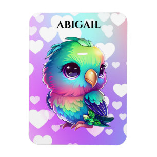 Rainbow Bird & Hearts Magnet