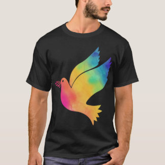 Rainbow Bird Peace Sign Gefärbte Krawatte Pattern  T-Shirt