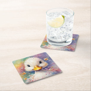 Rainbow Birds Duck 3 Rechteckiger Pappuntersetzer