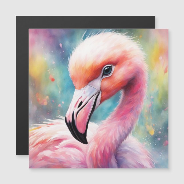 Rainbow Birds Flamingo 2 Magnetkarte (Vorne/Hinten)