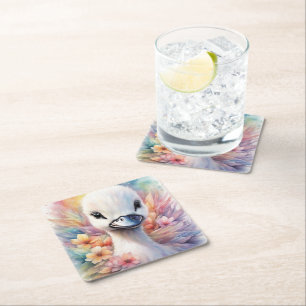 Rainbow Birds Swan 2 Rechteckiger Pappuntersetzer