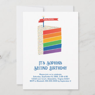 Rainbow Birthday Cake, All Ages Birthday Party Einladung
