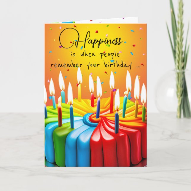 Rainbow Birthday Cake and Candles Karte (Vorderseite)