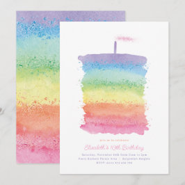 Rainbow Birthday Cake Invite, Rainbow 1. Party Einladung