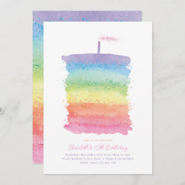 Rainbow Birthday Cake Invite, Rainbow 1. Party Einladung