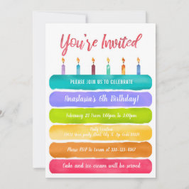Rainbow Birthday Cake Party Einladung