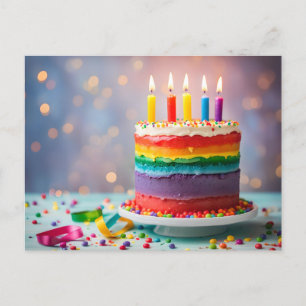 Rainbow Birthday Cake Postkarte