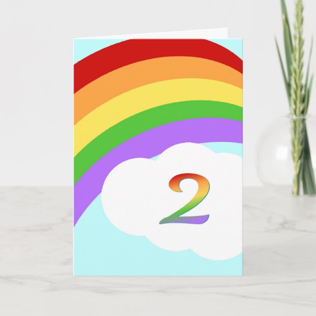 Rainbow Birthday Card für 2 Jahre alt Karte (Vorderseite)