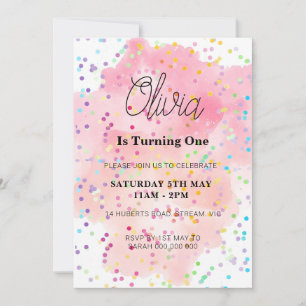 Rainbow Birthday Colorful Watercolor Einladung
