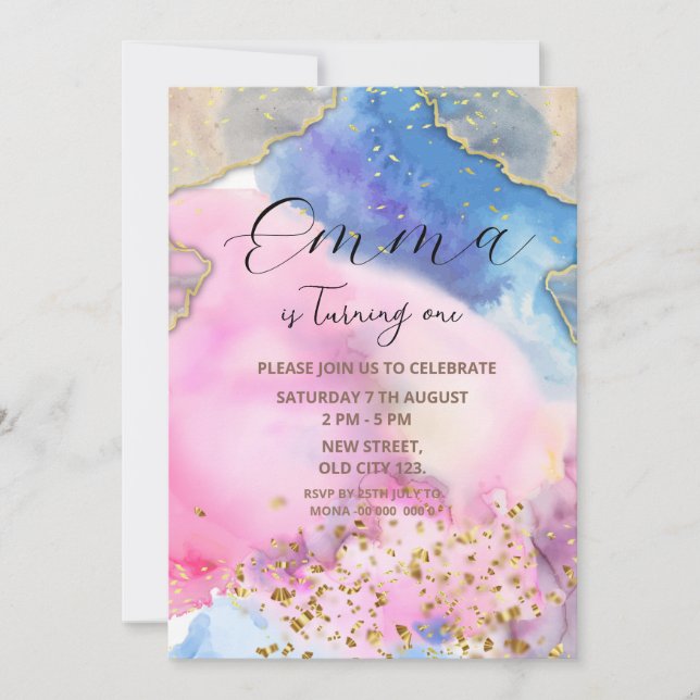 Rainbow Birthday Einladung (Vorderseite)