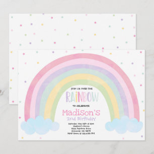 Rainbow Birthday Einladung Pastel Rainbow Party