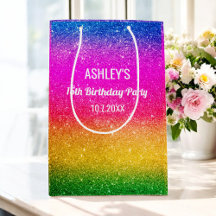 Rainbow Birthday Green Pink Yellow Glitzer