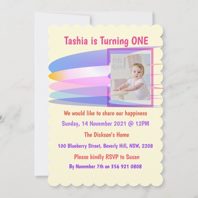 Rainbow Birthday Invitation Card (Devant)