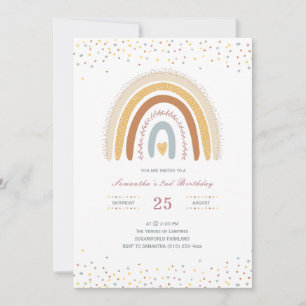 Rainbow Birthday Invitation Girls Einladung