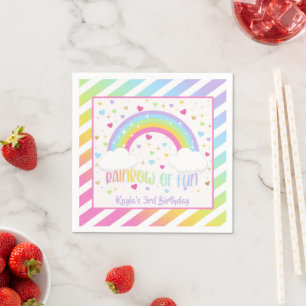 Rainbow Birthday Napkin - Pastel - Custom Serviette