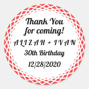 Rainbow Birthday Party Danke Stickers