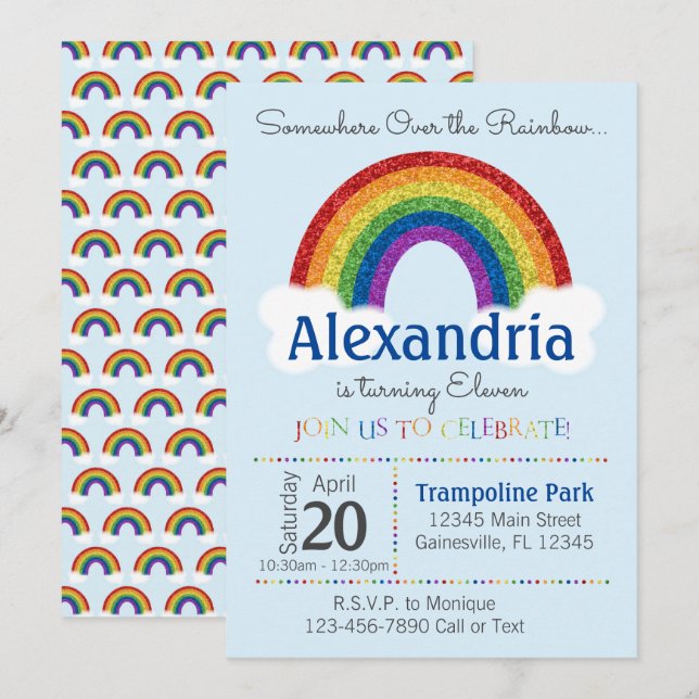 Rainbow Birthday Party Einladungen - Rainbow Party (Vorne/Hinten)