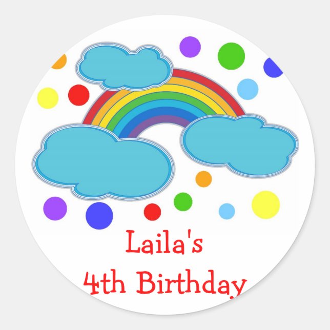 Rainbow Birthday Party Favoriser les Étiquettes (Devant)