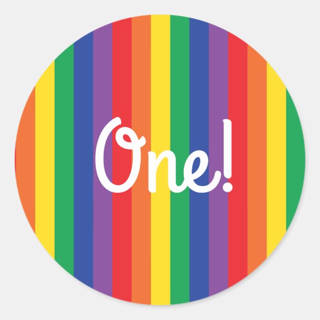 Rainbow Birthday Party Runder Aufkleber (Vorderseite)