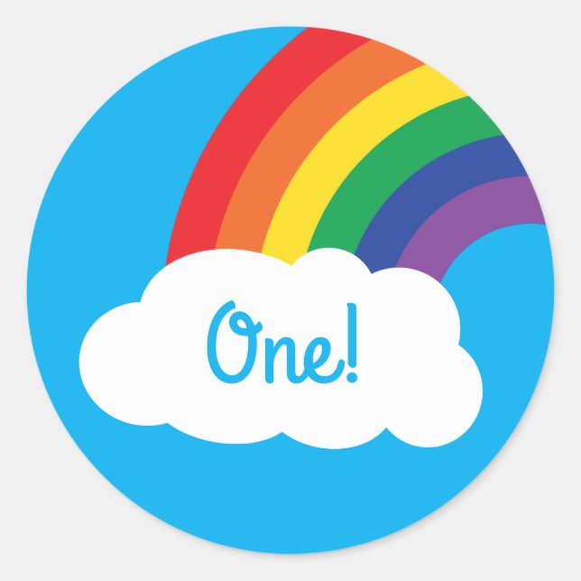 Rainbow Birthday Party Runder Aufkleber (Vorderseite)