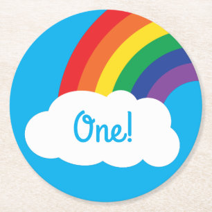 Rainbow Birthday Party Runder Pappuntersetzer