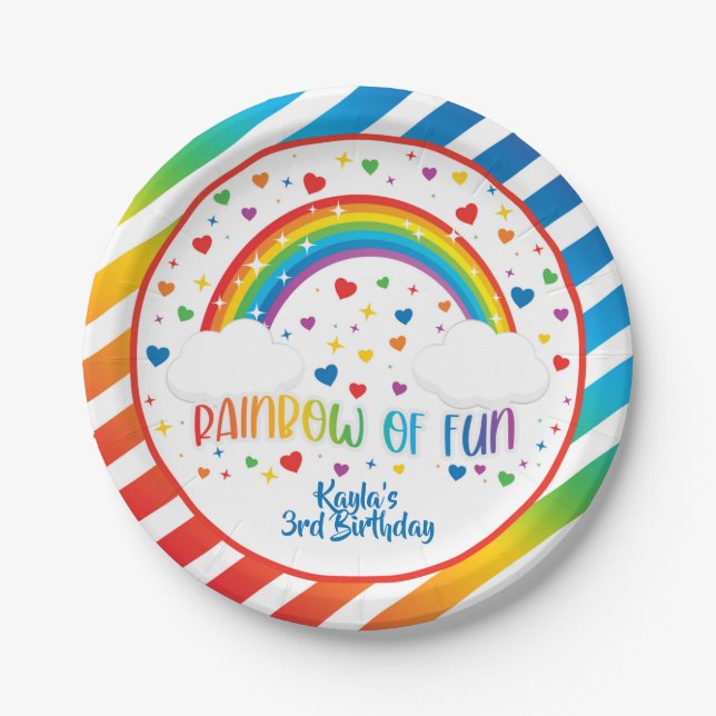 Rainbow Birthday Plate - Custom Pappteller (Vorderseite)