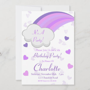 Rainbow Birthday, Rainbow-Party, Lila Regenbogen Einladung
