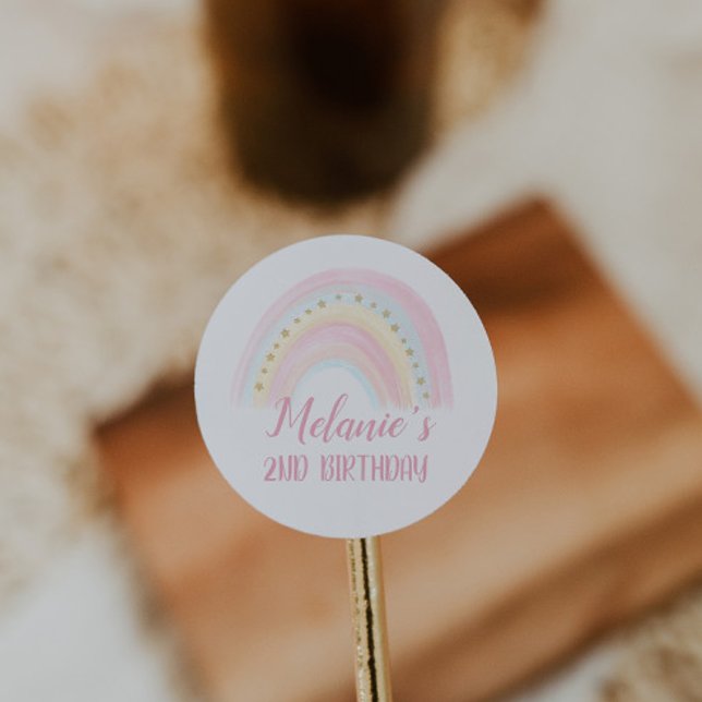 Rainbow Birthday Runder Aufkleber (Von Creator hochgeladen)