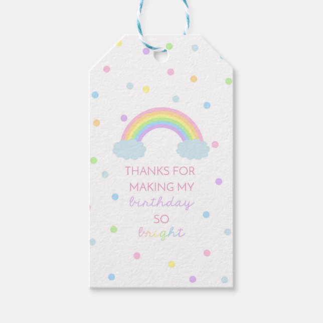 Rainbow Birthday Vielen Dank Tags Geschenkanhänger (Vorderseite)