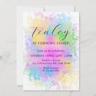 Rainbow Birthday, , Wasserfarbe, Rainbow-Party, Einladung