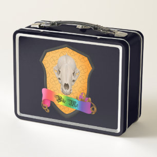 Rainbow Bite Me Badger Skull Metall Brotdose