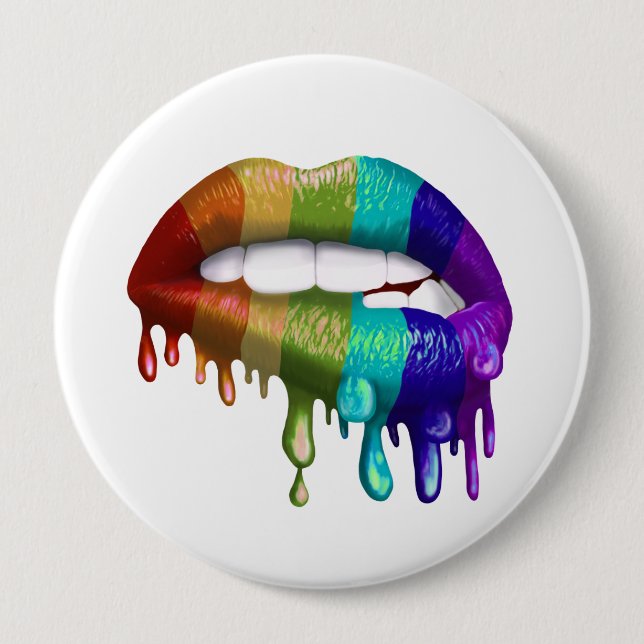 Rainbow-Bittklappen-Dripping Button (Vorderseite)