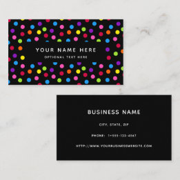 Rainbow Black Bright Polka Dots Confetti Muster Visitenkarte