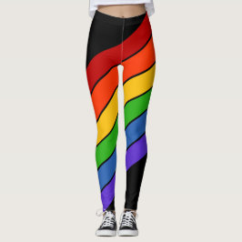 Rainbow Black Diagonal Leggings