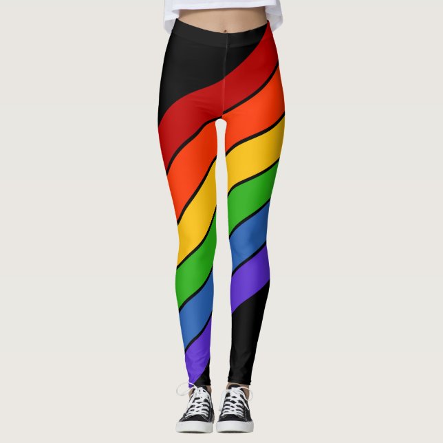 Rainbow Black Diagonal Leggings (Vorderseite)