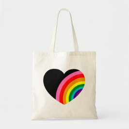 Rainbow Black Heart Tragetasche