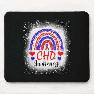 Rainbow Bleached Chd Congenital Heart Defect Aware Mousepad