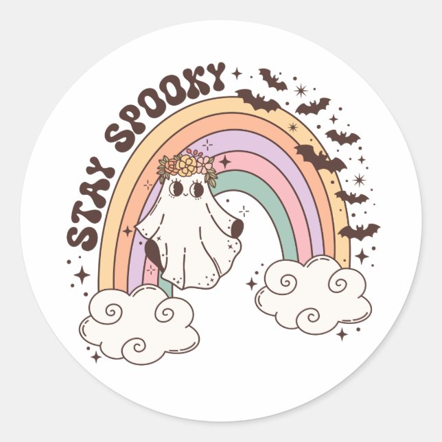 Rainbow Bleibe Spooky Runder Aufkleber (Vorderseite)