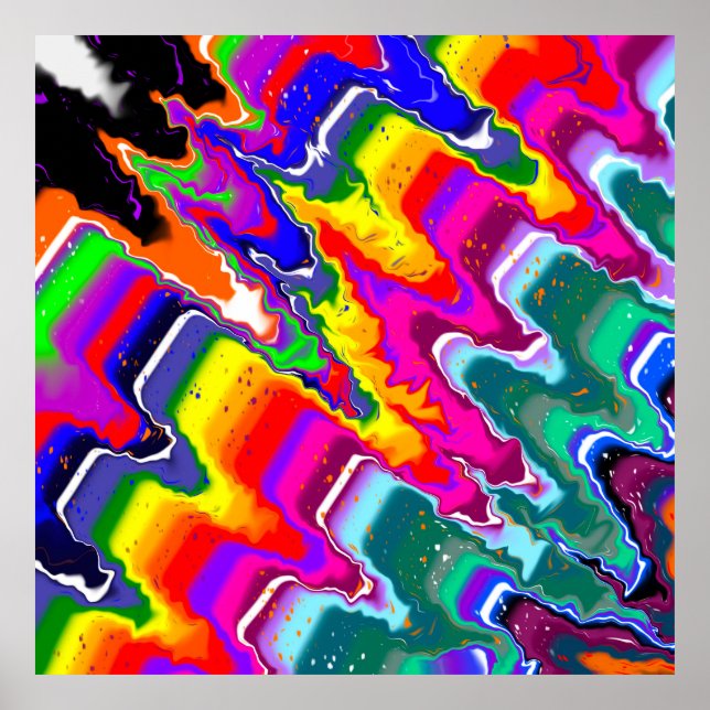 Rainbow Blip Abstrakte digitale Kunst Poster (Vorne)